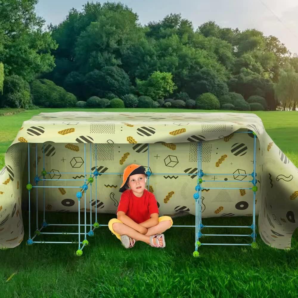 140-tlg. DIY Konstruktionsspielzeug für Kinder – Outdoor Spielzeug zum Höhle Bauen Spileo
