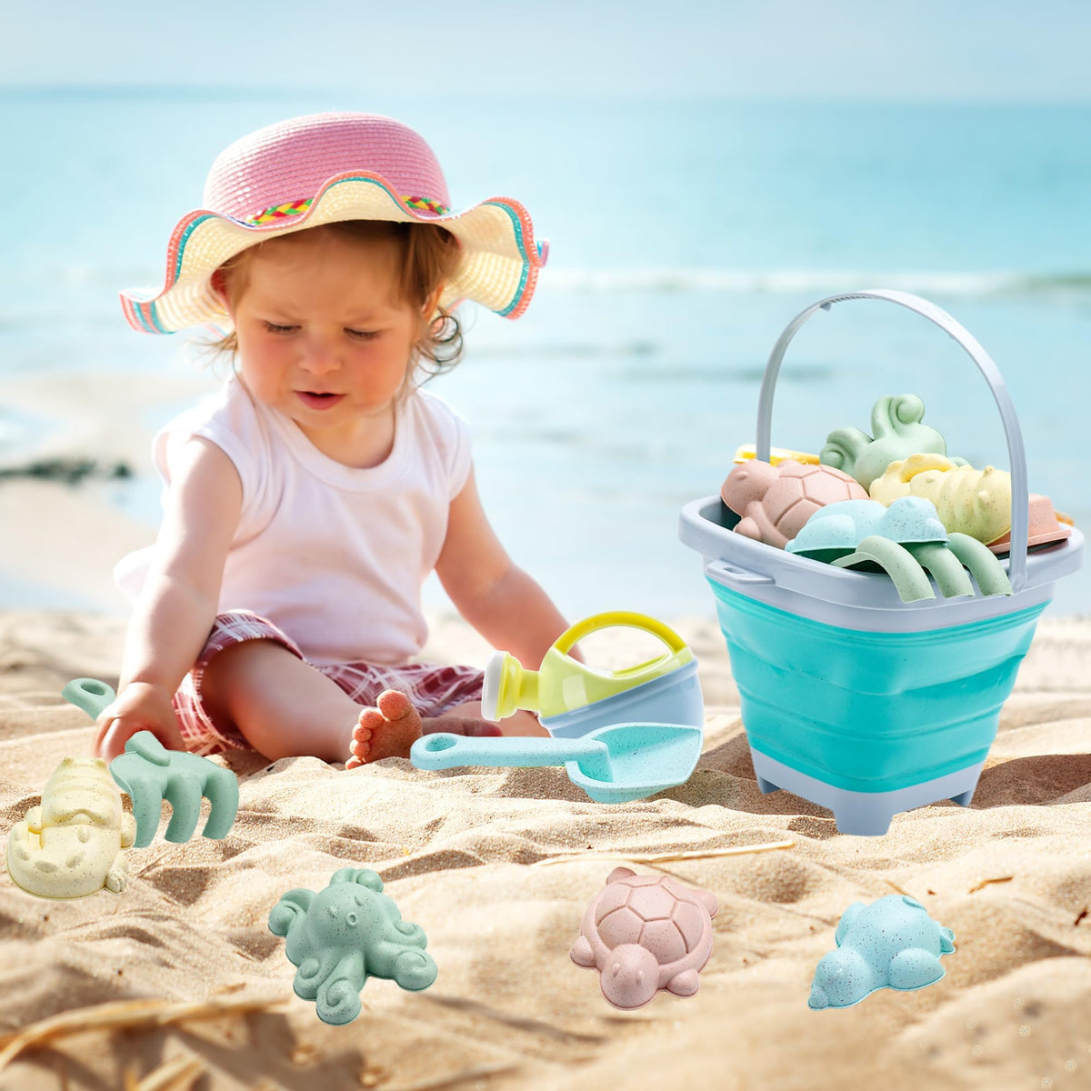 Sandspielzeug Set 12-teilig mit Eimer & Formen – Strand & Garten Spileo