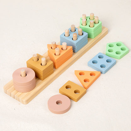 Montessori Holzspielzeug ab 1 Jahr – Sortier- & Stapelspielzeug für Kinder 1–3 Jahre, Lern- & Entwicklungsspielzeug in Pastellfarben