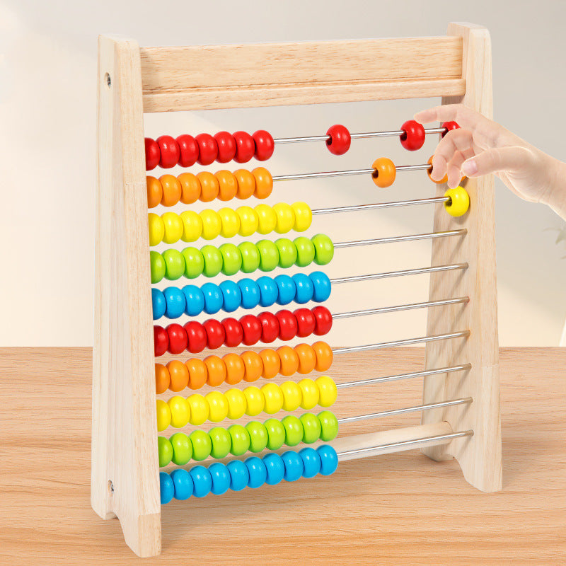 Natureich Abakus aus Buchenholz – 100 bunte Kugeln, Rechenrahmen für Grundschüler mit Übungsaufgaben | Lernen mit Spaß & Spiel