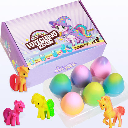 Einhorn bricht Regenbogen-Ei 6-teiliges Set - Zauberbegabtes Geschenk für Jungen und Mädchen ab 3 Jahren | Geburtstag- und Ostergeschenk für Kinder von 3-8 Jahren - Spileo