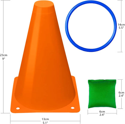 3-in-1 Outdoor Spielzeug Set – Ringwurfspiel, Sitzsäcke & Kegel Spileo