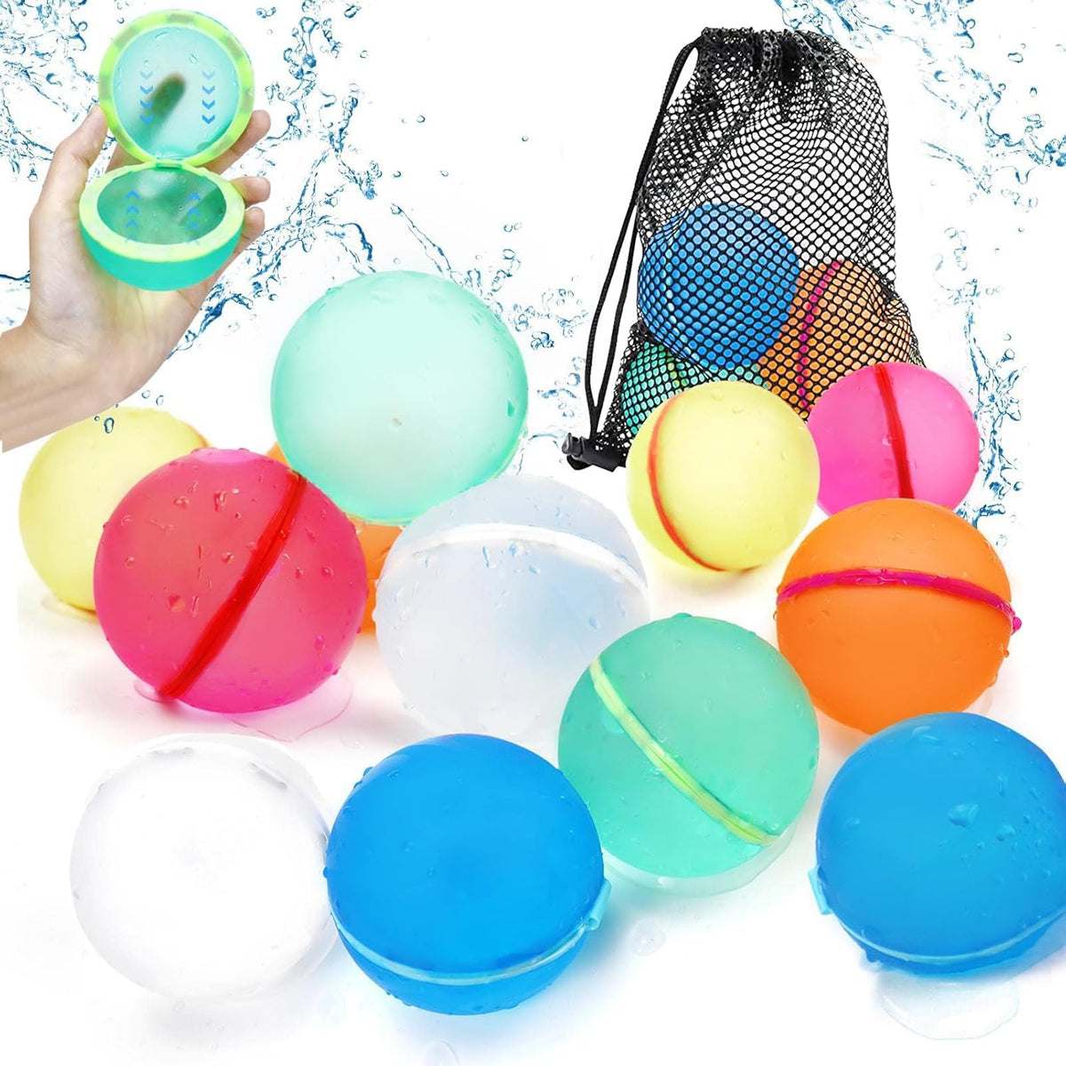 Wiederverwendbare Wasserballons – 12 Stück selbstschließendes Outdoor Spielzeug Spileo