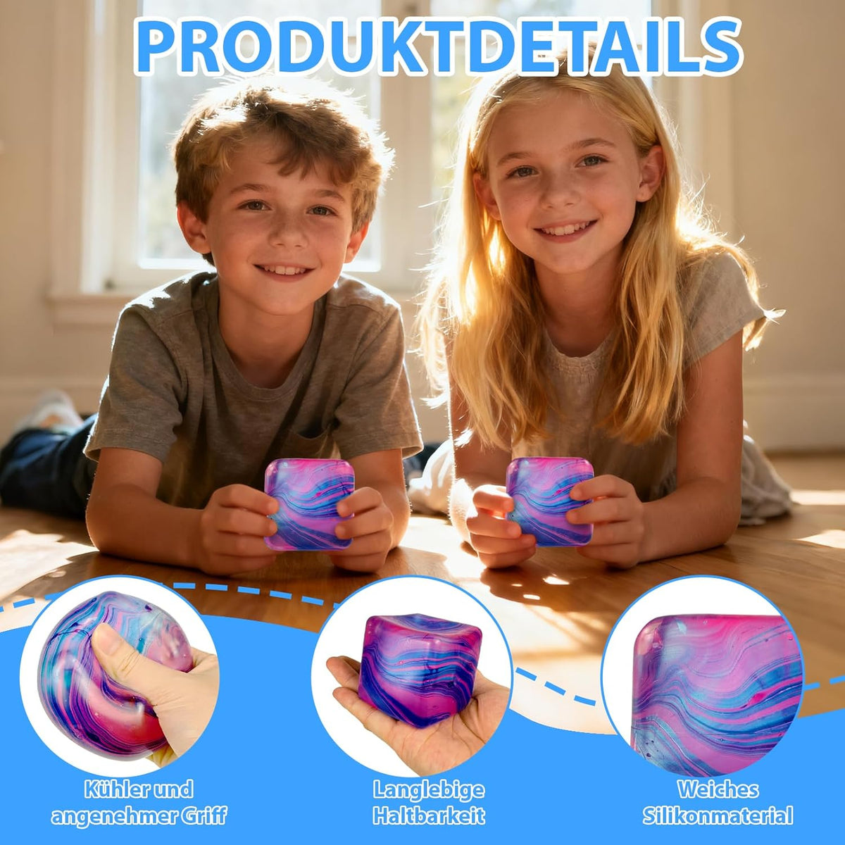 Weiche Druckspielzeuge – 5 cm großer Anti-Stress-Würfel für Erwachsene & Kinder, ideal bei Autismus & Stressabbau, langlebig & sicher (4 Stück)