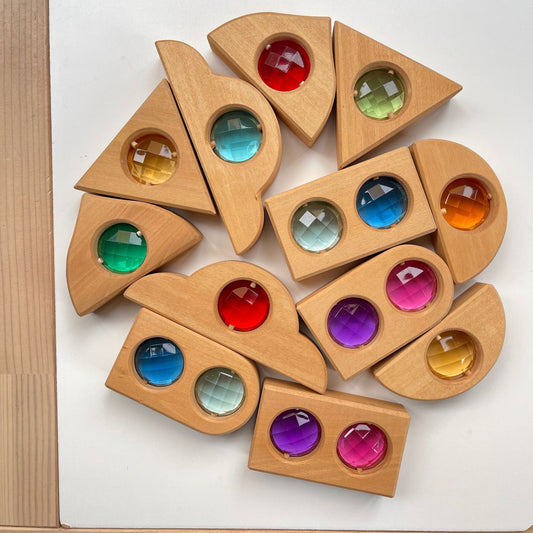 Regenbogen-Stapelspiel aus Acryl mit Kaleidoskop-Effekt – Bunter Bausteine-Spaß für Kinder als Geschenk zu Geburtstag und Festen
