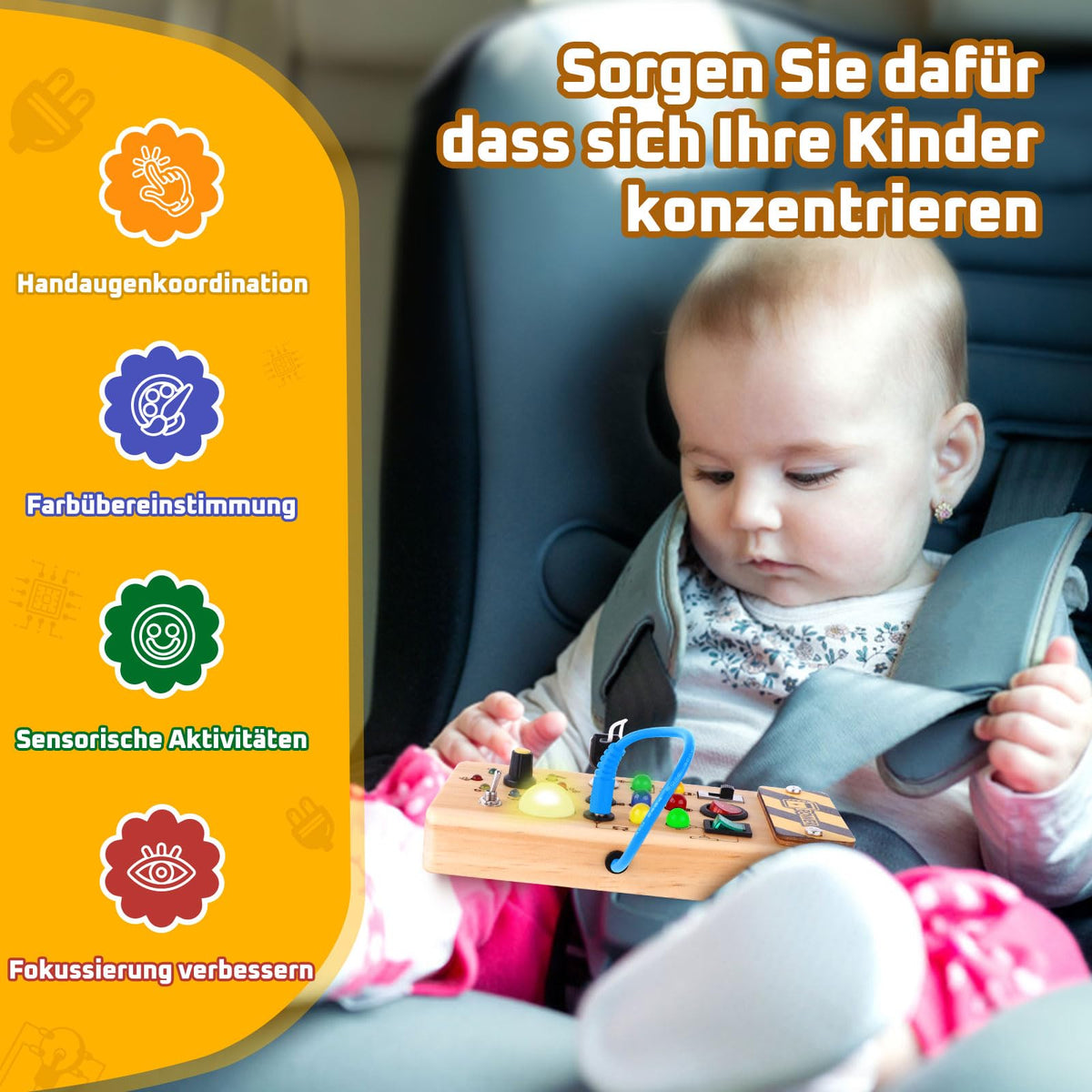 Busy Board Montessori Holzspielzeug ab 1 Jahr Spileo