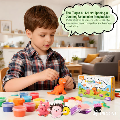 45 Farben Lufttrocknende Modelliermasse für Kinder – Magische Knete Set mit Werkzeugen & Anleitung, Sicheres Bastelspielzeug - Spileo