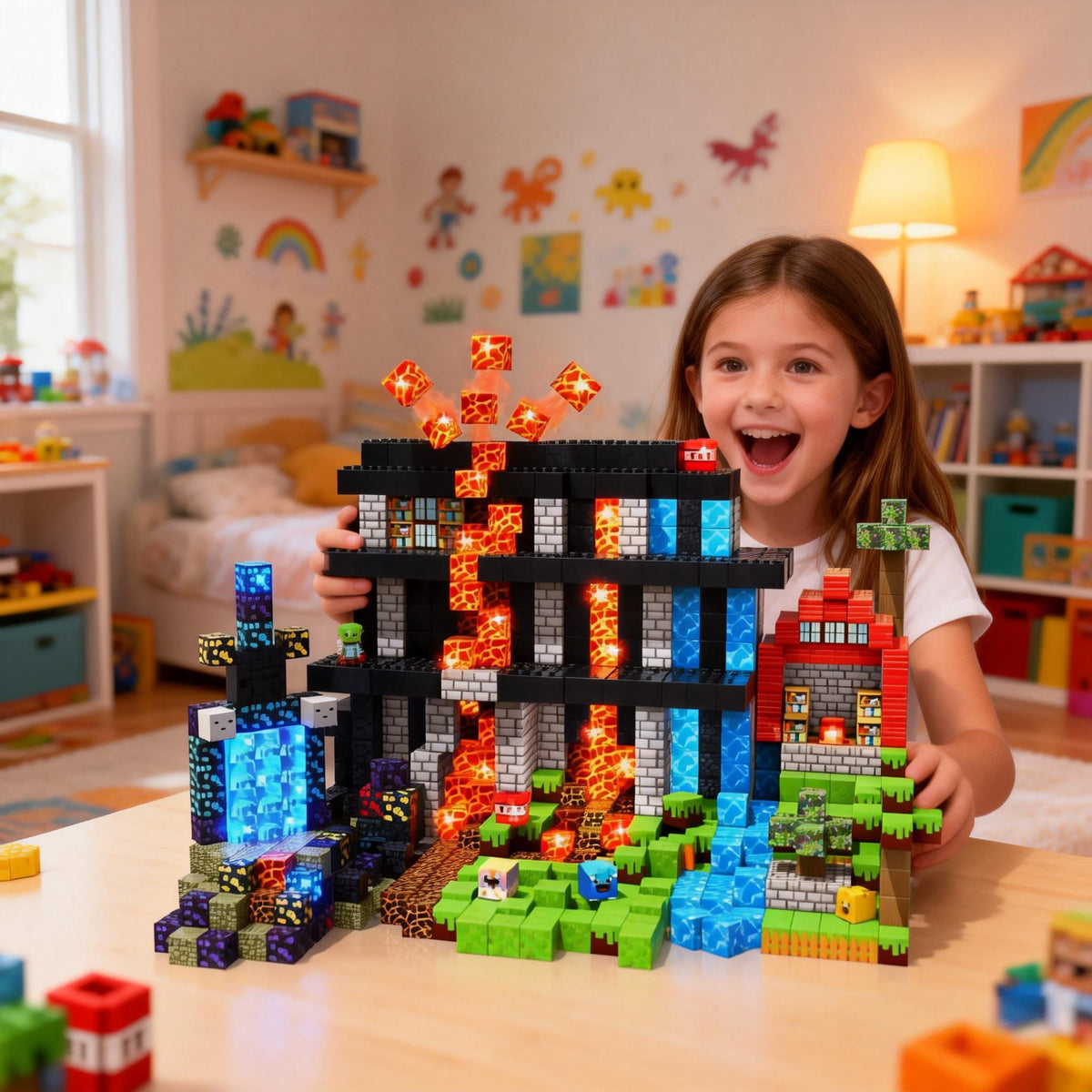 150 Stück Magnetische Bausteine Pixel-Design - Magnetwürfel Set im Mine-World Stil - Kreatives Konstruktionsspielzeug für Kinder ab 3 Jahren - MINT Lernspielzeug Geschenk für Jungen & Mädchen - Spileo