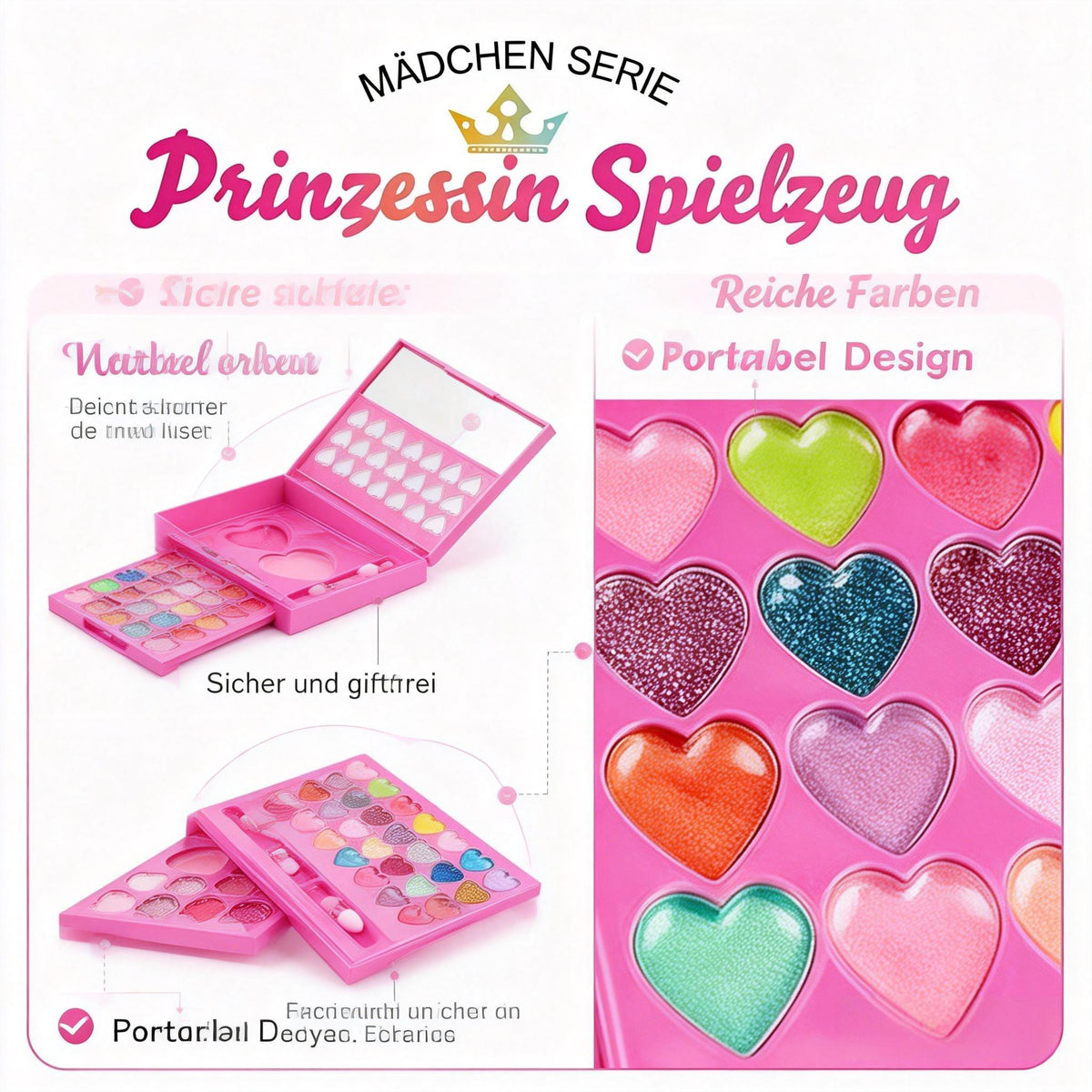 Schminkkoffer für Mädchen – Waschbares Kinder Schminkset, Spielzeug Make-up Geschenk für Kinder 3–12 Jahre - Spileo