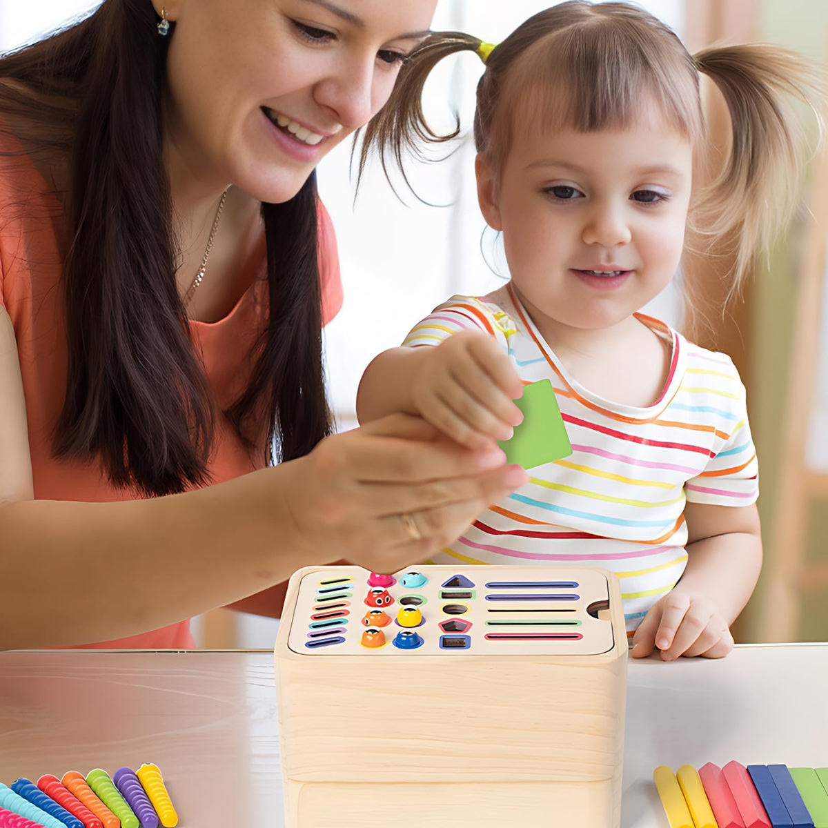 5-in-1 Sortierspiel aus Holz für Babys Spileo