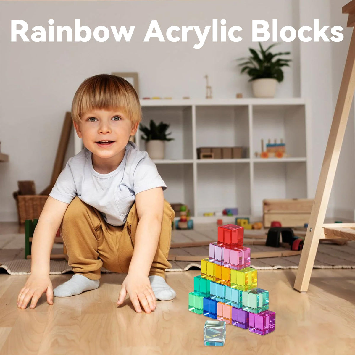 Regenbogen Jelly Blocks – Sensorik Spielzeug aus Acryl für Kinder Spileo