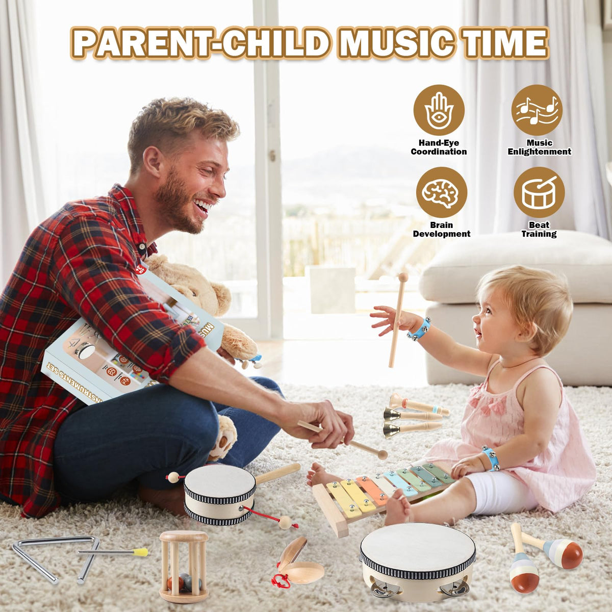 11-in-1 Montessori Musikinstrumente aus Holz für Kinder Spileo