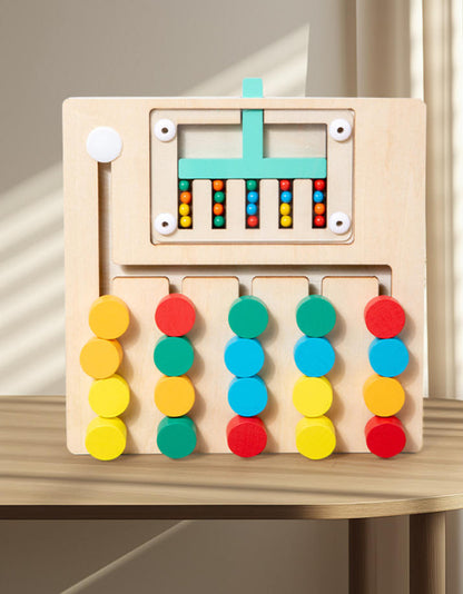 Montessori Holz-Magnetspiel Labyrinth für Kinder ab 3 Jahren – Farben-Sortierspiel & Puzzle aus Holz, ideales Geschenk für Jungen und Mädchen von 3 bis 7 Jahren (Eis-Design)