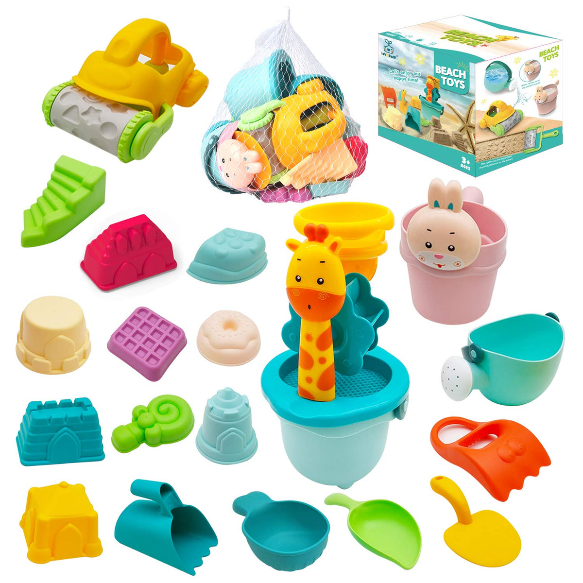 Sandspielzeug Set Kinder 18-teilig mit Eimer Spileo